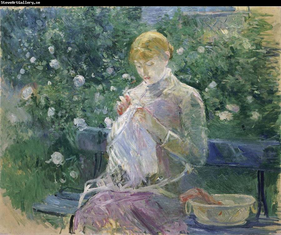 Berthe Morisot Pasie Sewing in the Garden at Bougival